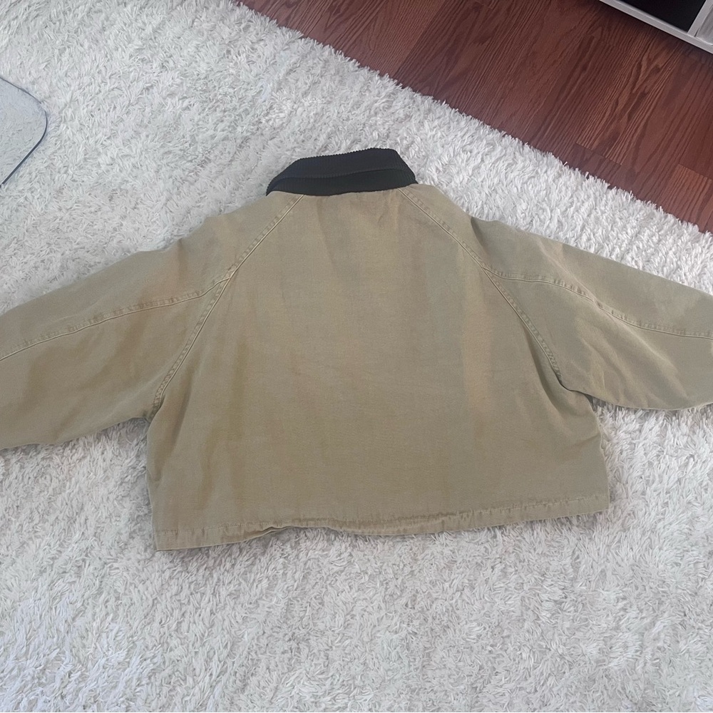 Blank NYC Breaking Camp Beige Cropped Jacket with Brown Corduroy Collar (NWT) - Picture 15 of 16
